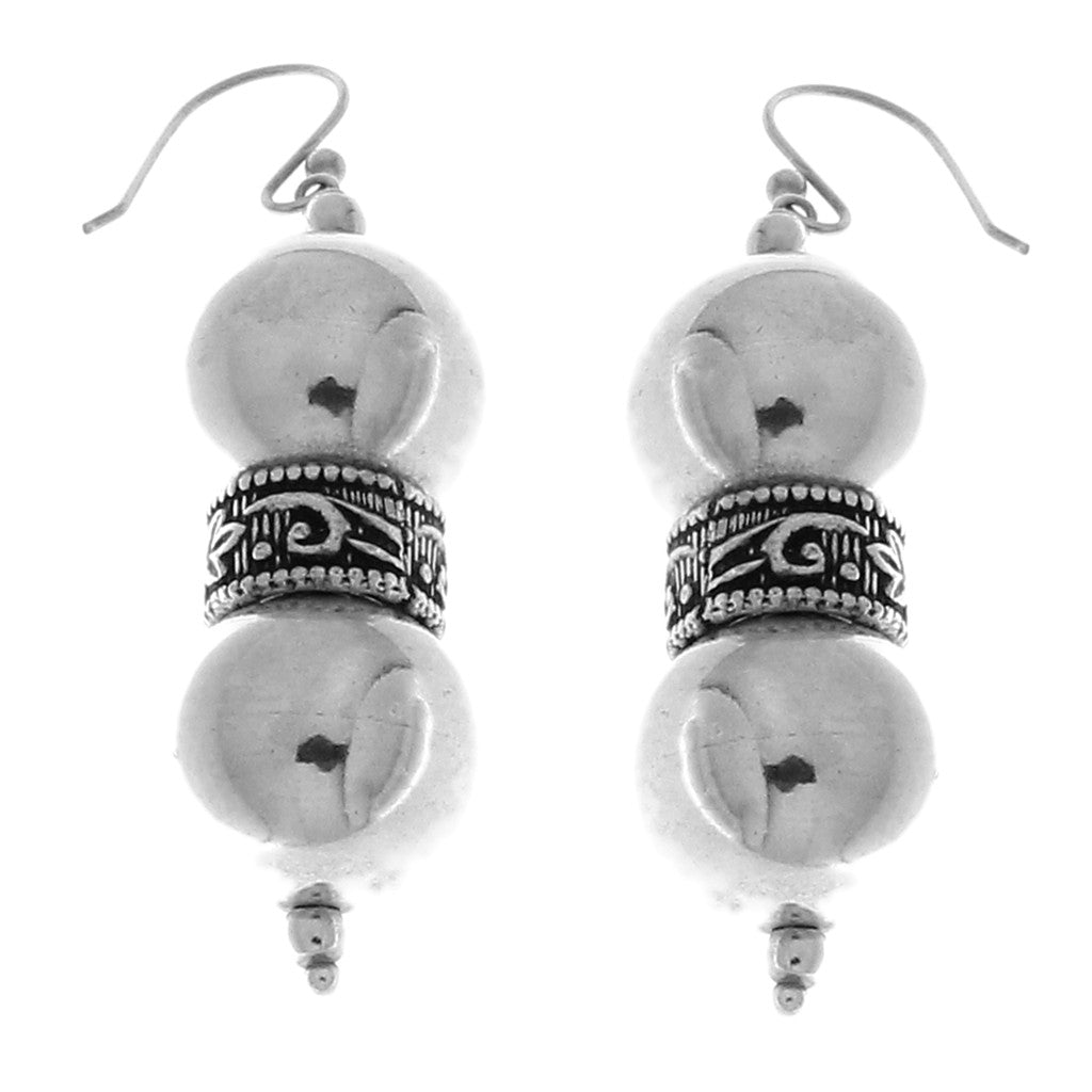 Orecchini Pendenti A Cerchio Con Pallina - Tono Argento - 55mm Di Lunghezza - Ganci A Lobo - Eleganti E Leggeri