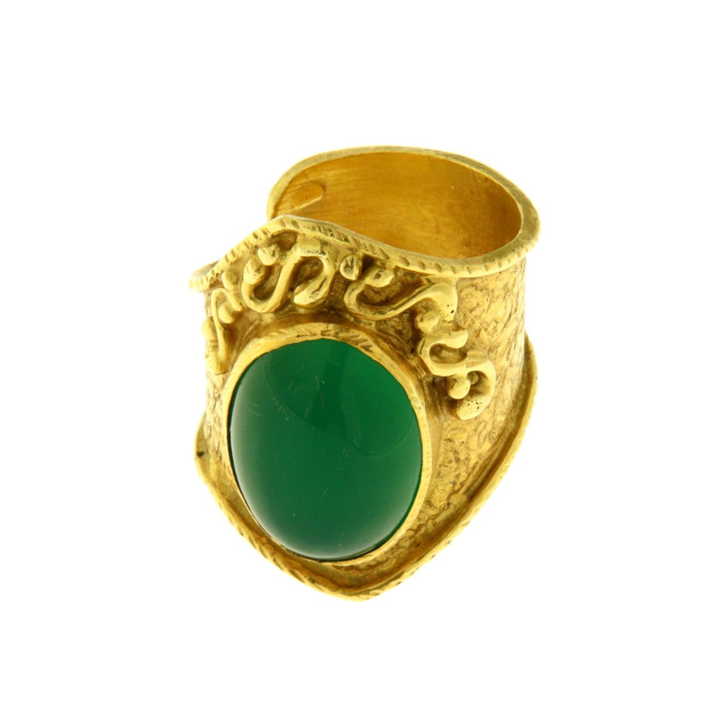 Anello Pietra Ovale Verde