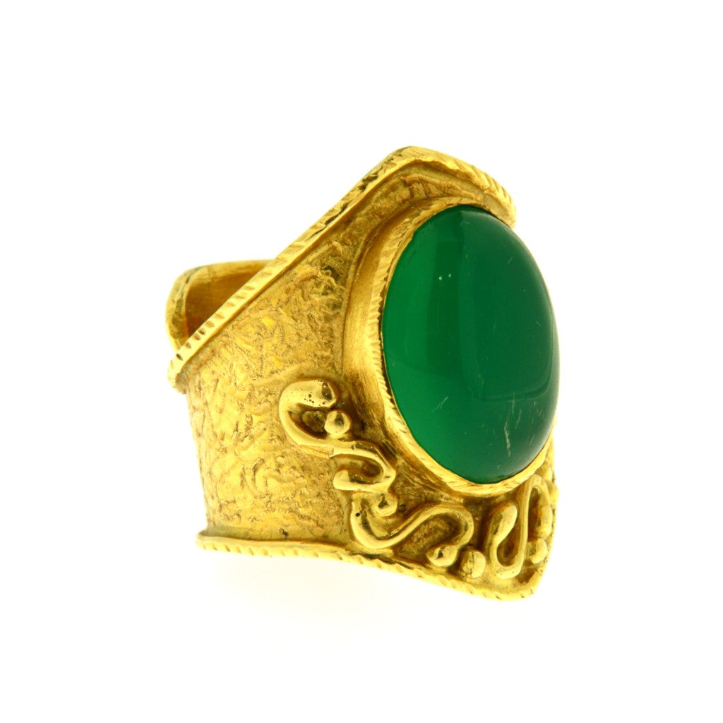 Anello Pietra Ovale Verde