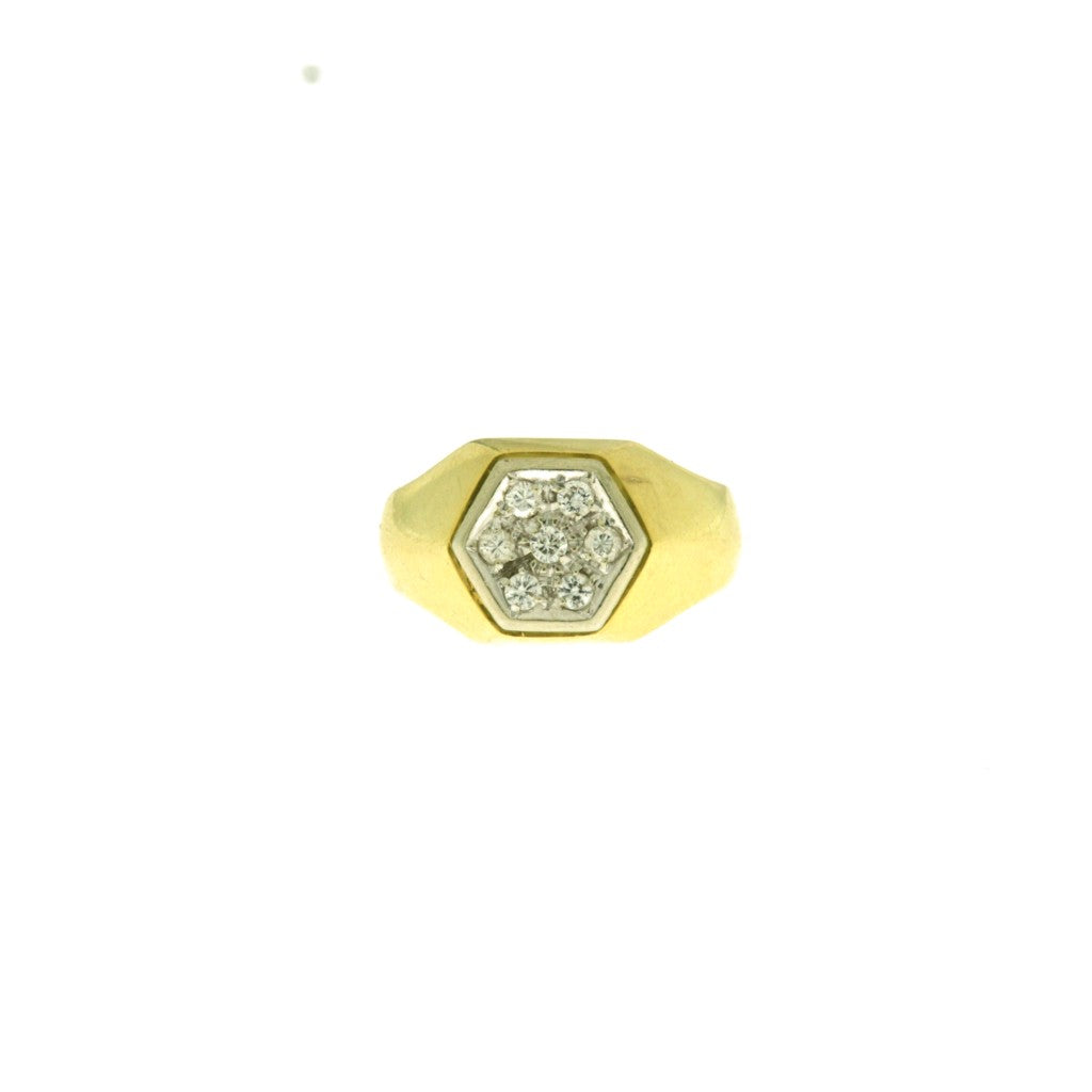 Anello Esagonale con Pietre Bianche