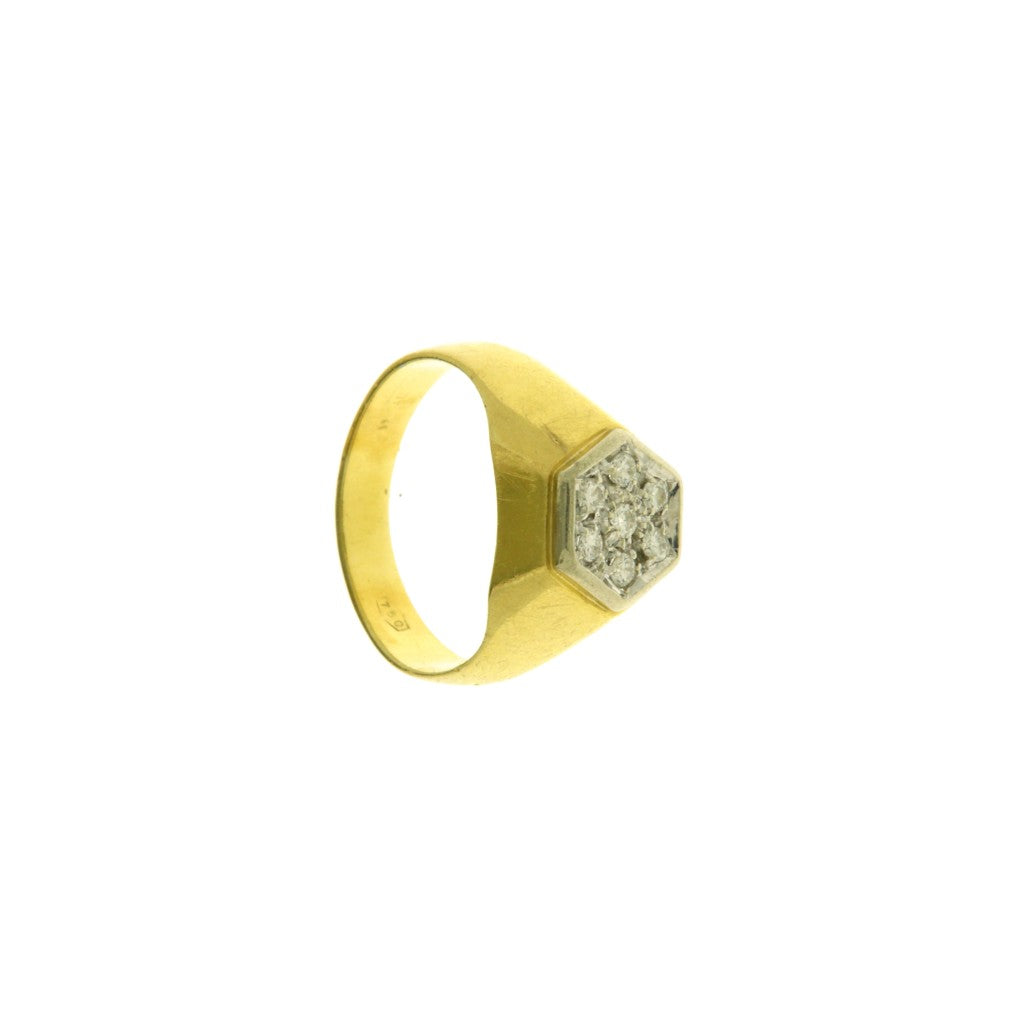 Anello Esagonale con Pietre Bianche