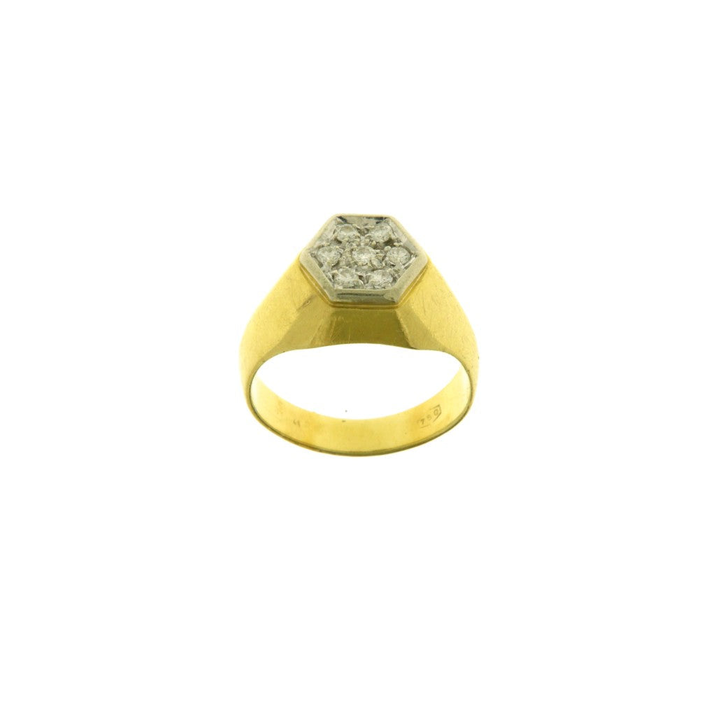Anello Esagonale con Pietre Bianche