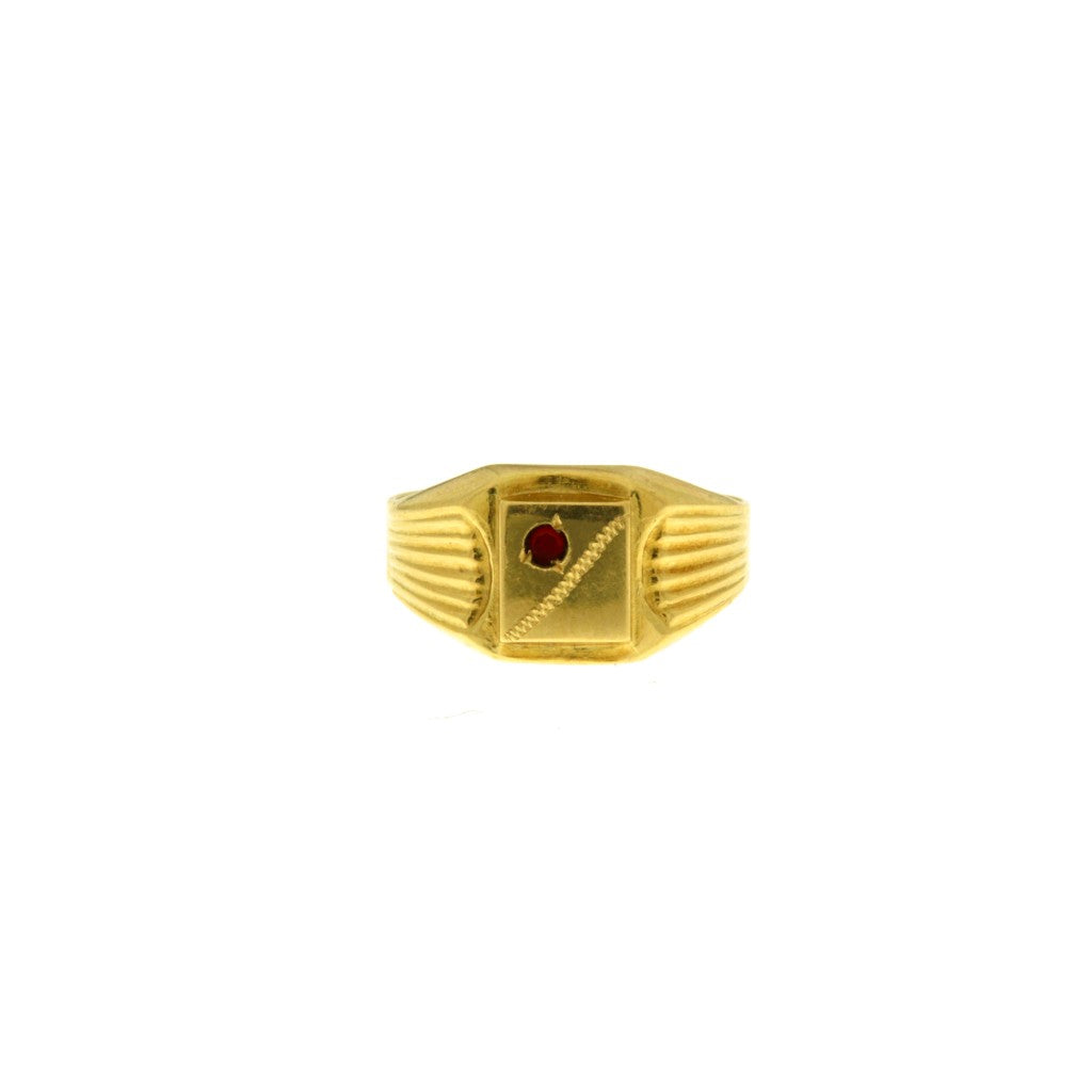Anello Sigillo con Pietrina Rossa