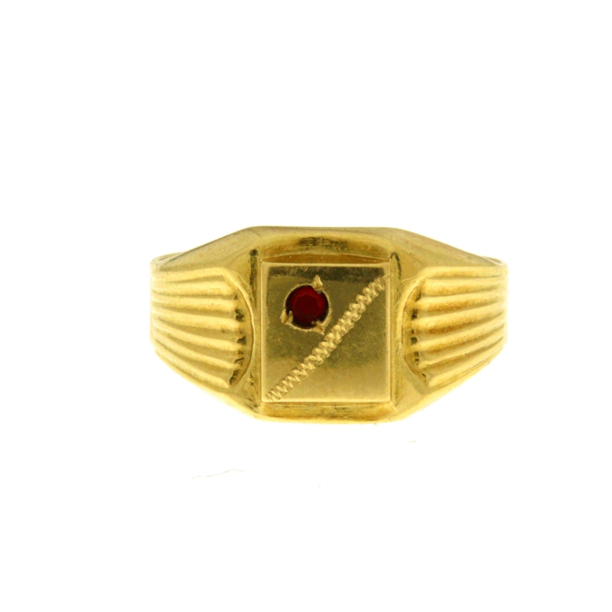Anello Sigillo con Pietrina Rossa