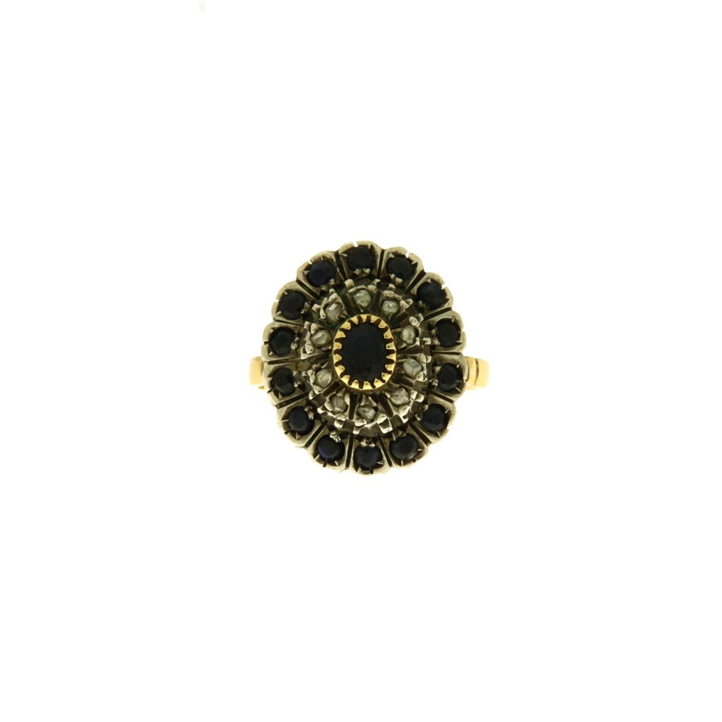 Anello Vintage a Fiore con Diamanti e Zaffiri (articolo NON in saldo)