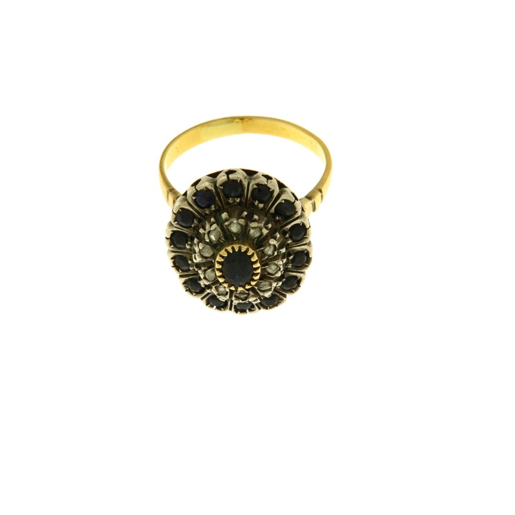 Anello Vintage a Fiore con Diamanti e Zaffiri (articolo NON in saldo)