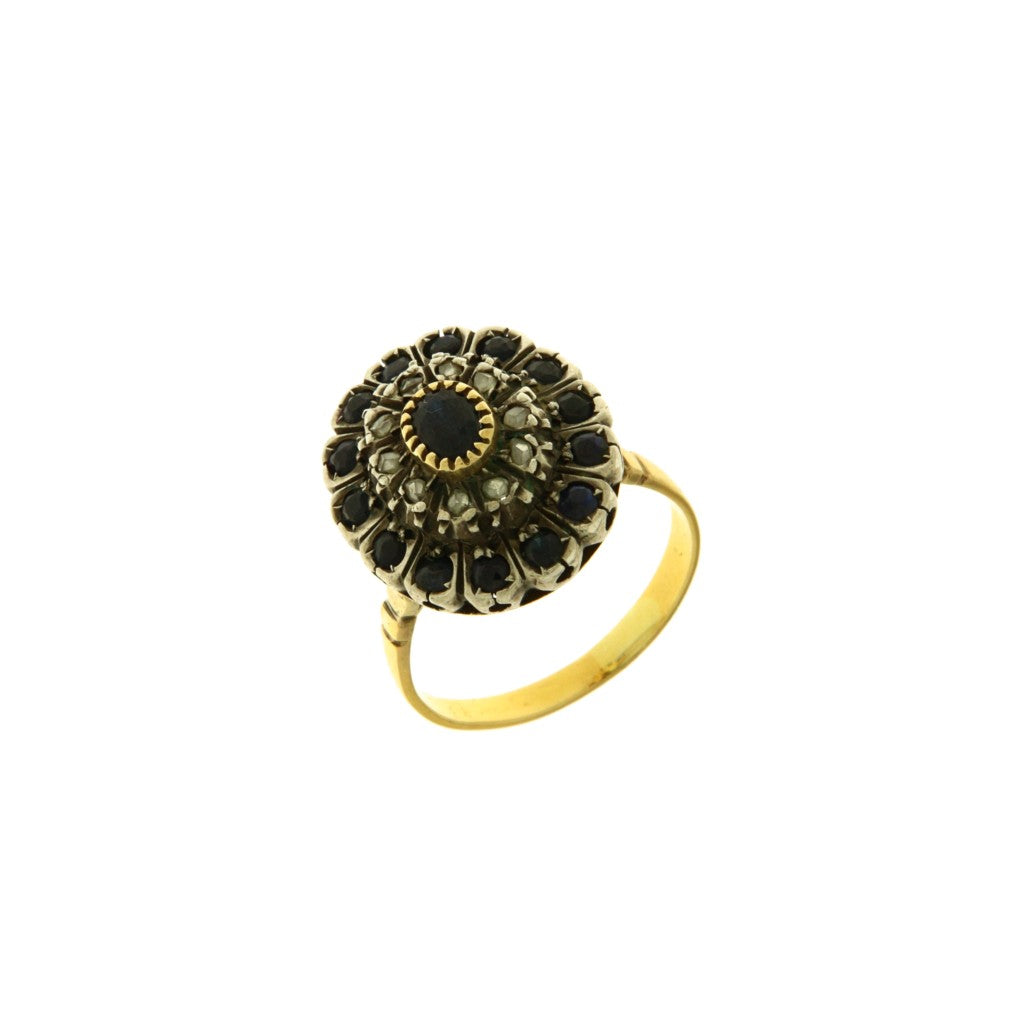 Anello Vintage a Fiore con Diamanti e Zaffiri (articolo NON in saldo)