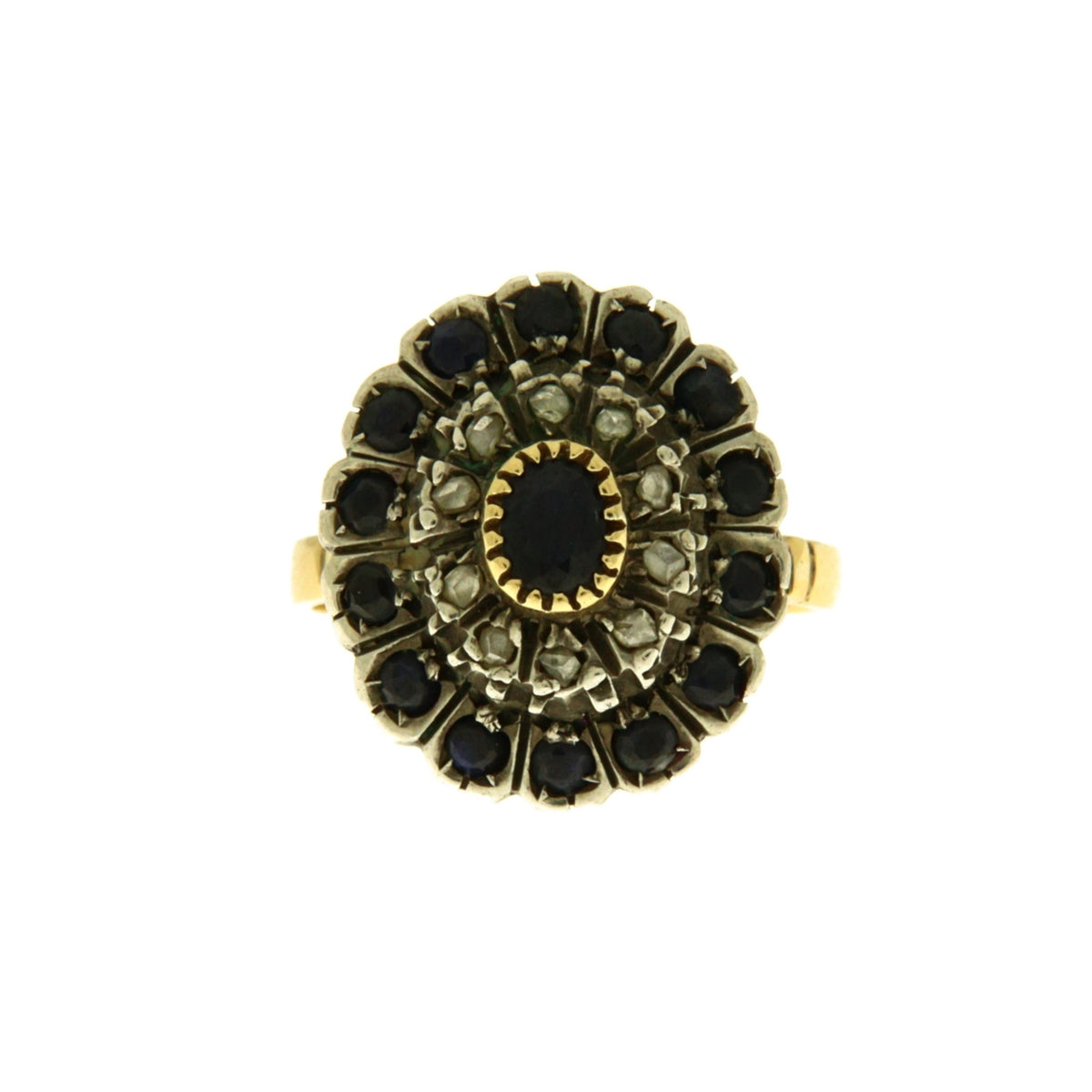 Anello Vintage a Fiore con Diamanti e Zaffiri (articolo NON in saldo)