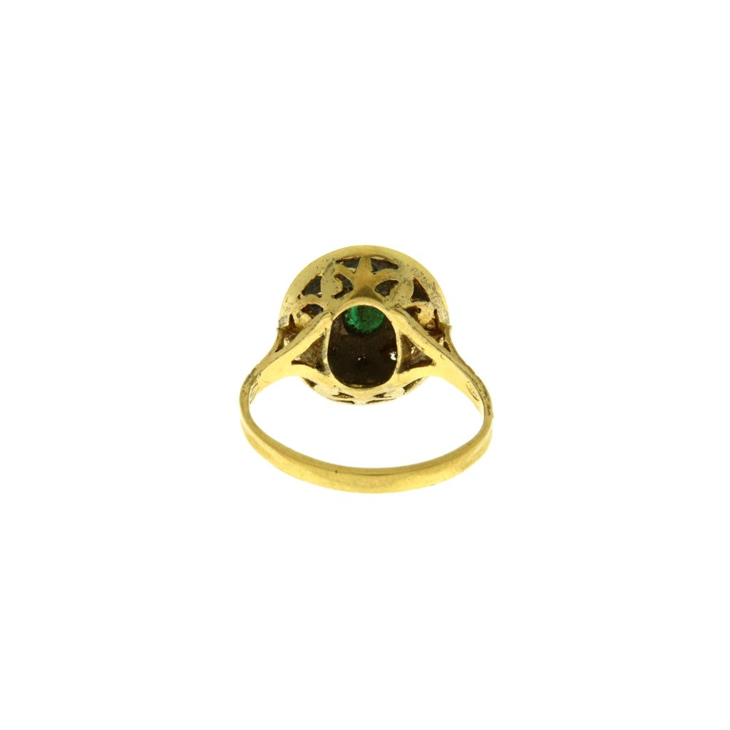 Anello Ovale con Diamanti da 0.01 CT e Smeraldo da 0.2 CT