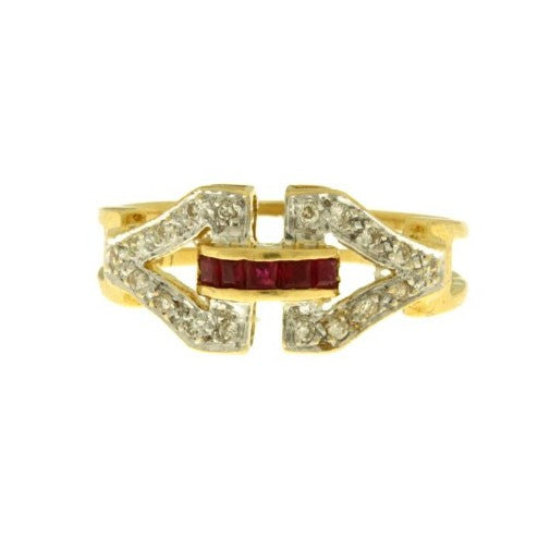 Anello Fantasia con Pietre Bianche e Rosse