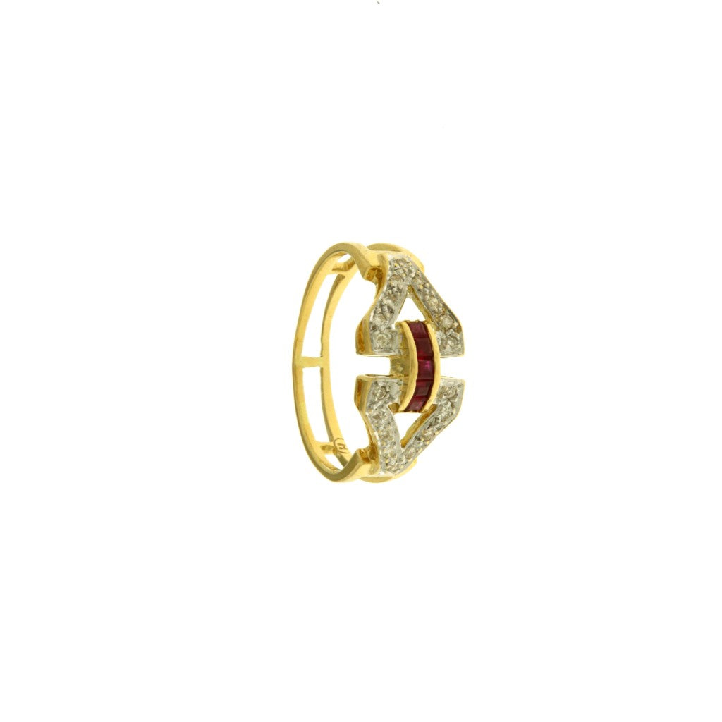 Anello Fantasia con Pietre Bianche e Rosse