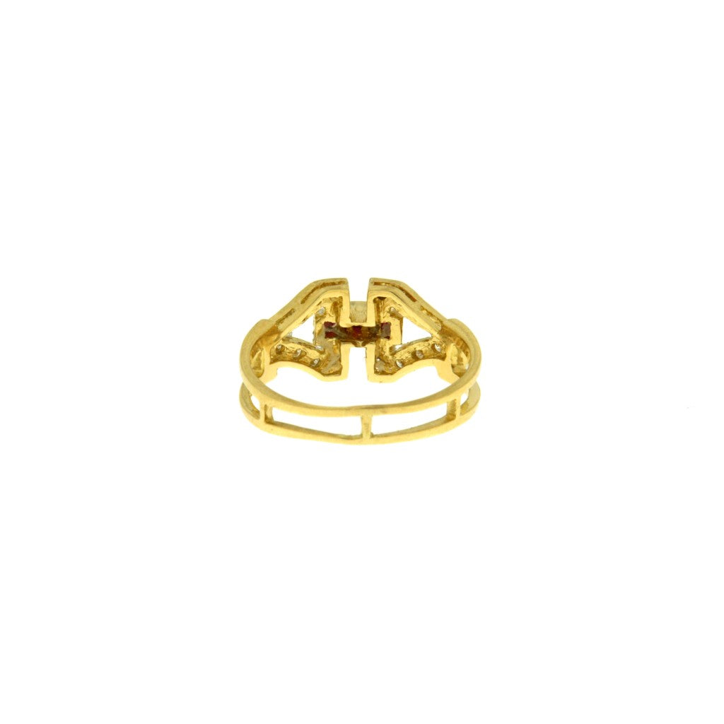 Anello Fantasia con Pietre Bianche e Rosse