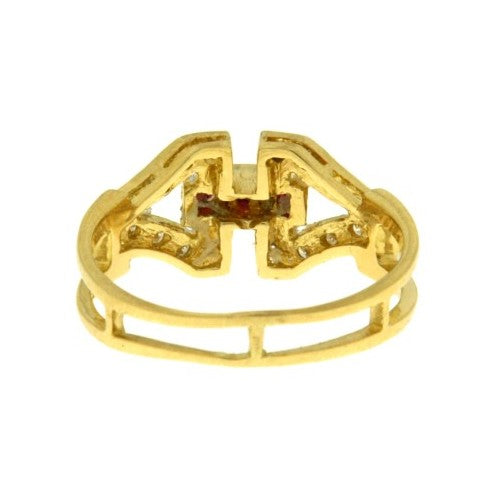 Anello Fantasia con Pietre Bianche e Rosse