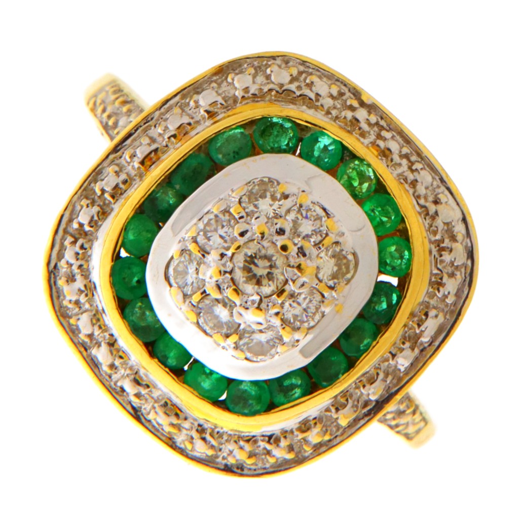 Anello con Diamanti e Smeraldi