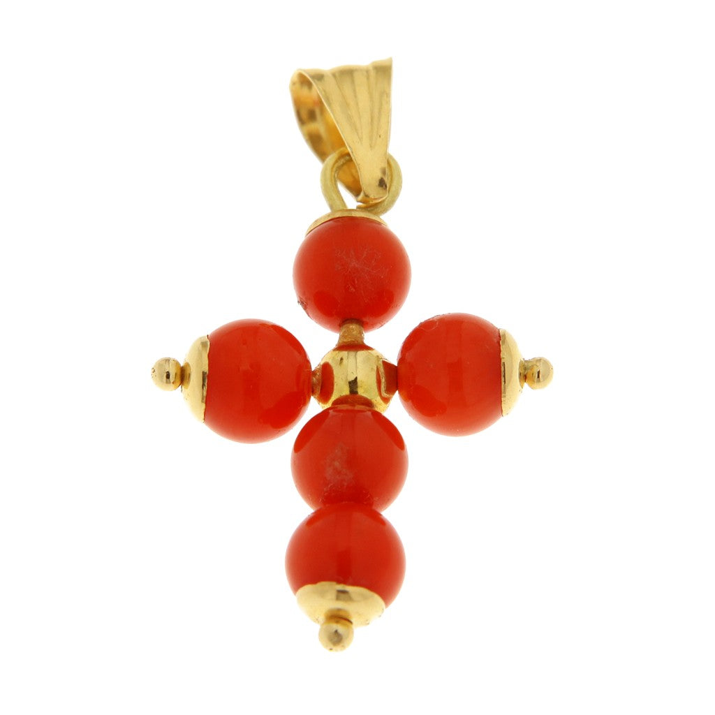 Ciondolo Croce con Sfere Rosse