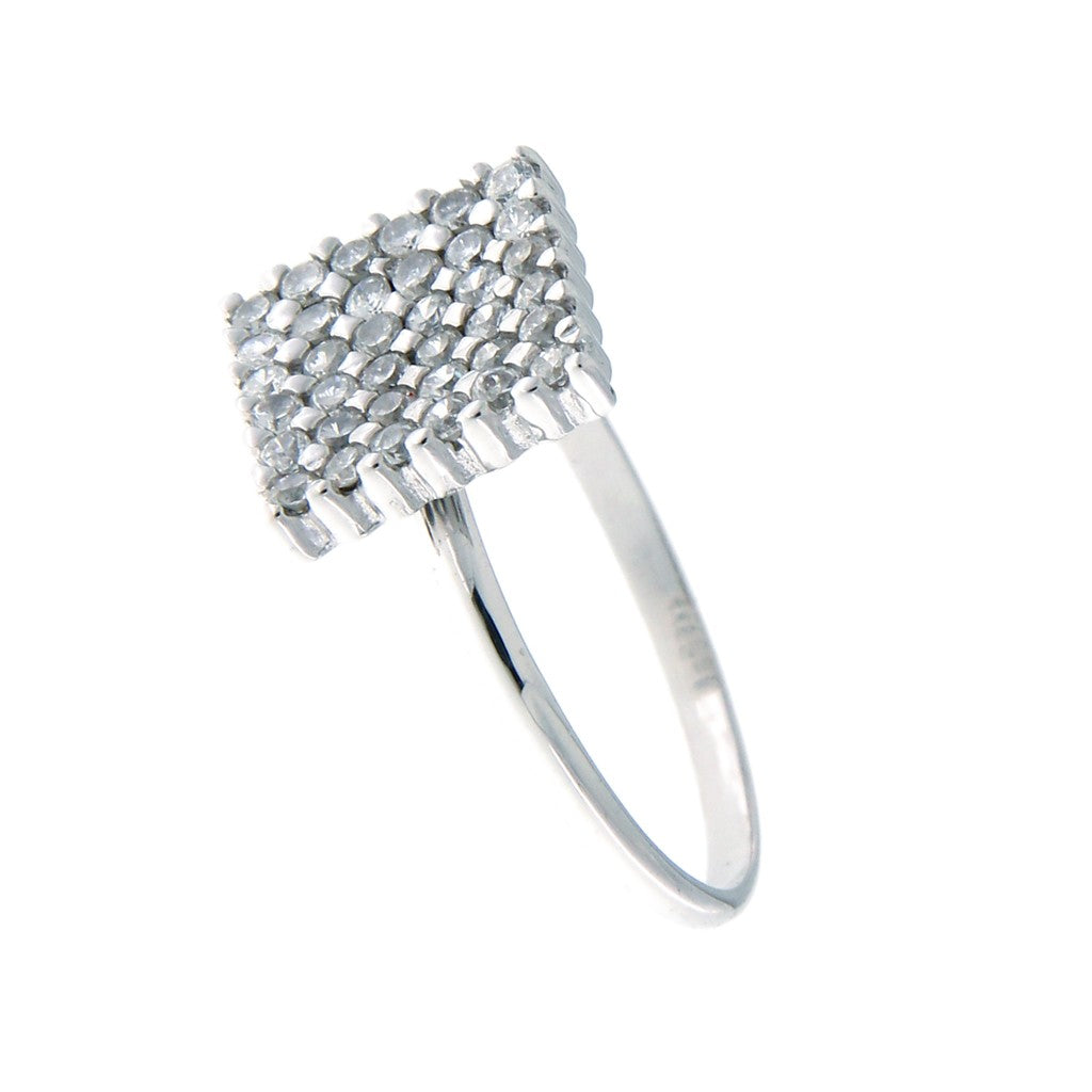 Anello Quadrato con Pietre Bianche