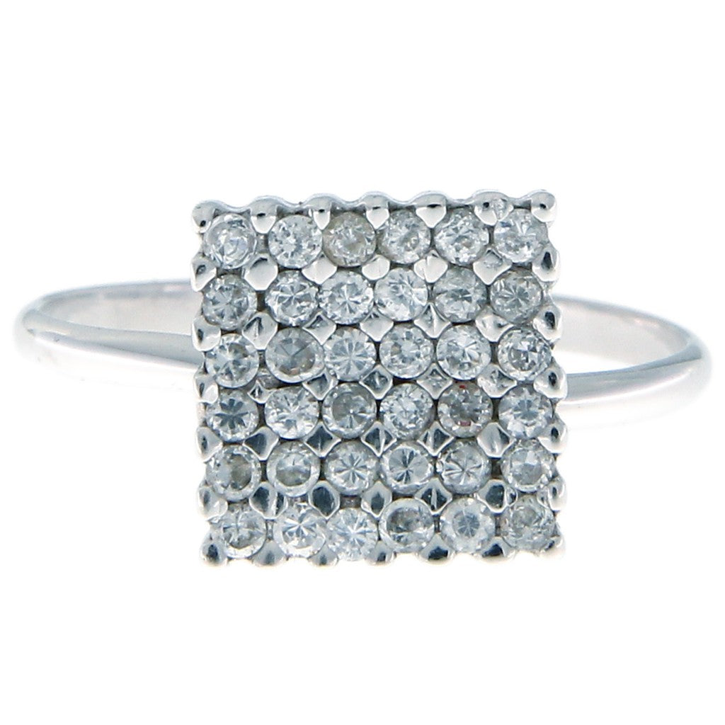 Anello Quadrato con Pietre Bianche