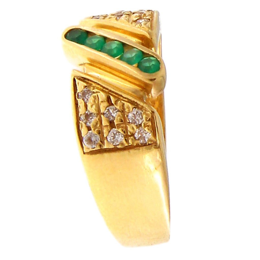 Anello Fascia Smeraldi da 0.04 CT e Zaffiri Bianchi