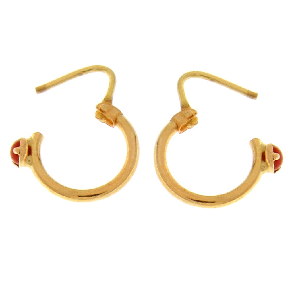 Orecchini a Cerchio Piccolo con Pietra Rossa