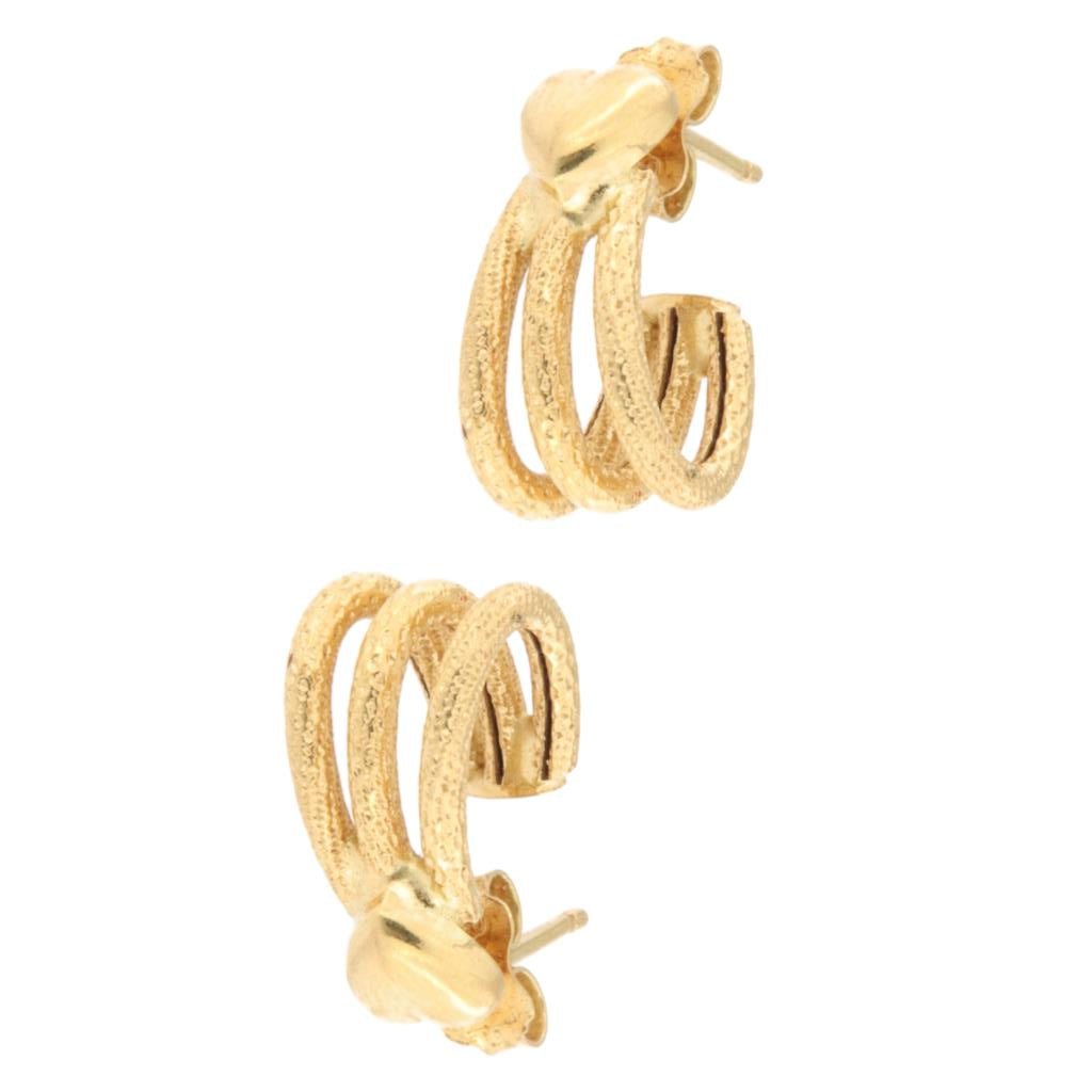 Orecchini a Semicerchio con Cuore e Triplo Hoops
