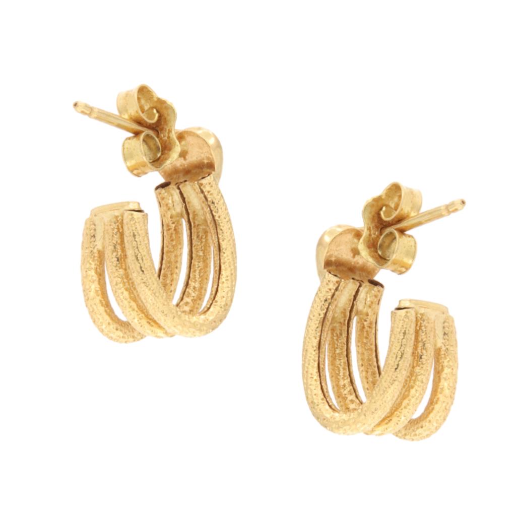 Orecchini a Semicerchio con Cuore e Triplo Hoops