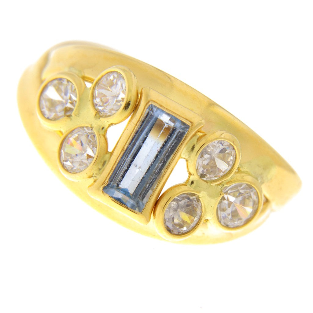 Anello Pietra Celeste e Pietre Bianche