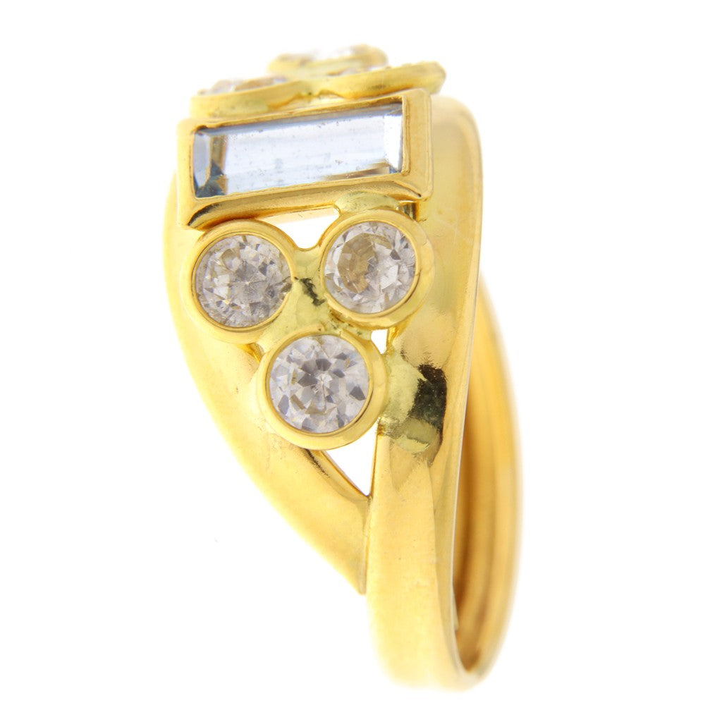 Anello Pietra Celeste e Pietre Bianche