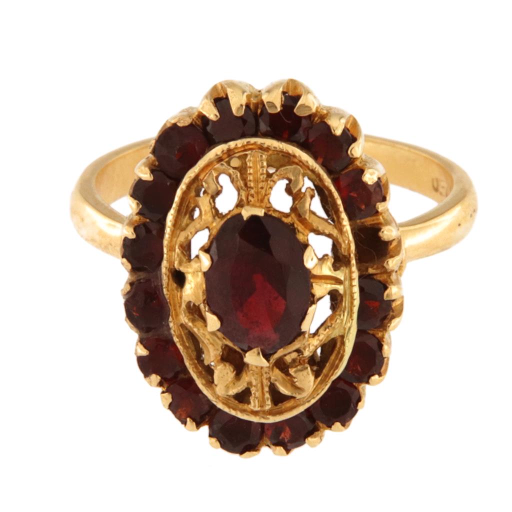 Anello Ovale Granati