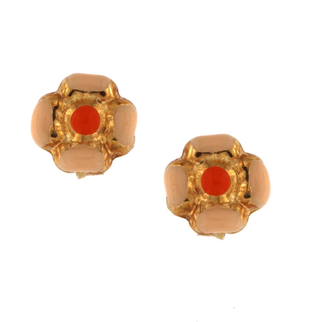 Orecchini a Fiore con Pietra Rossa