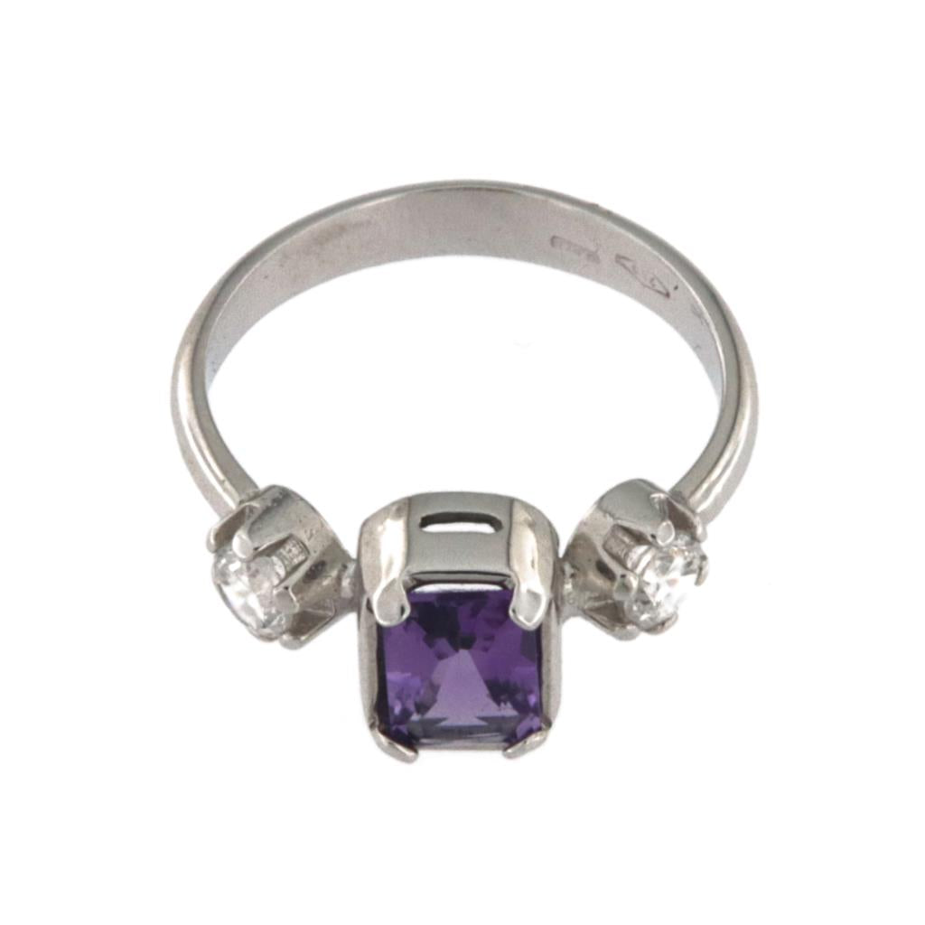 Anello con Pietra Viola e Bianche
