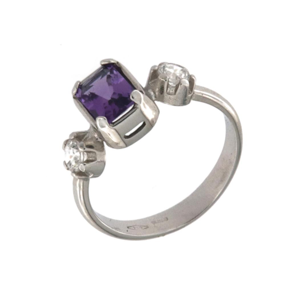 Anello con Pietra Viola e Bianche