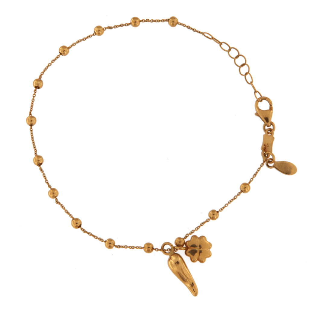 Bracciale Rolò Alternata a Sfere + Charms Portafortuna