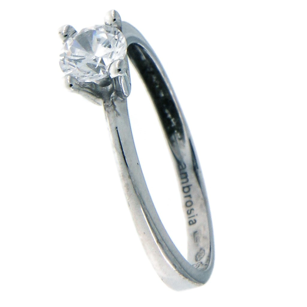 Ambrosia Anello Solitario Zircone