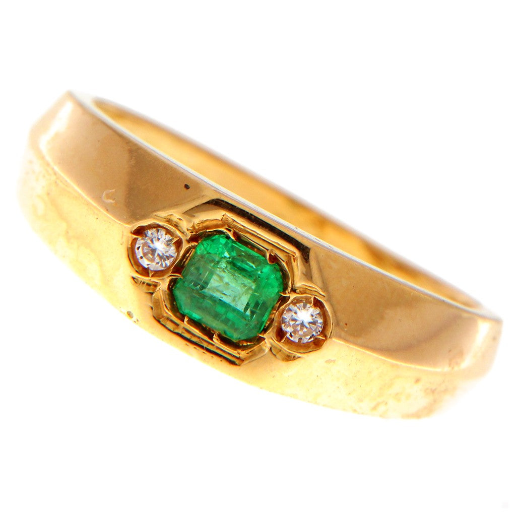 Anello Sigillo Pietra Verde e Bianche