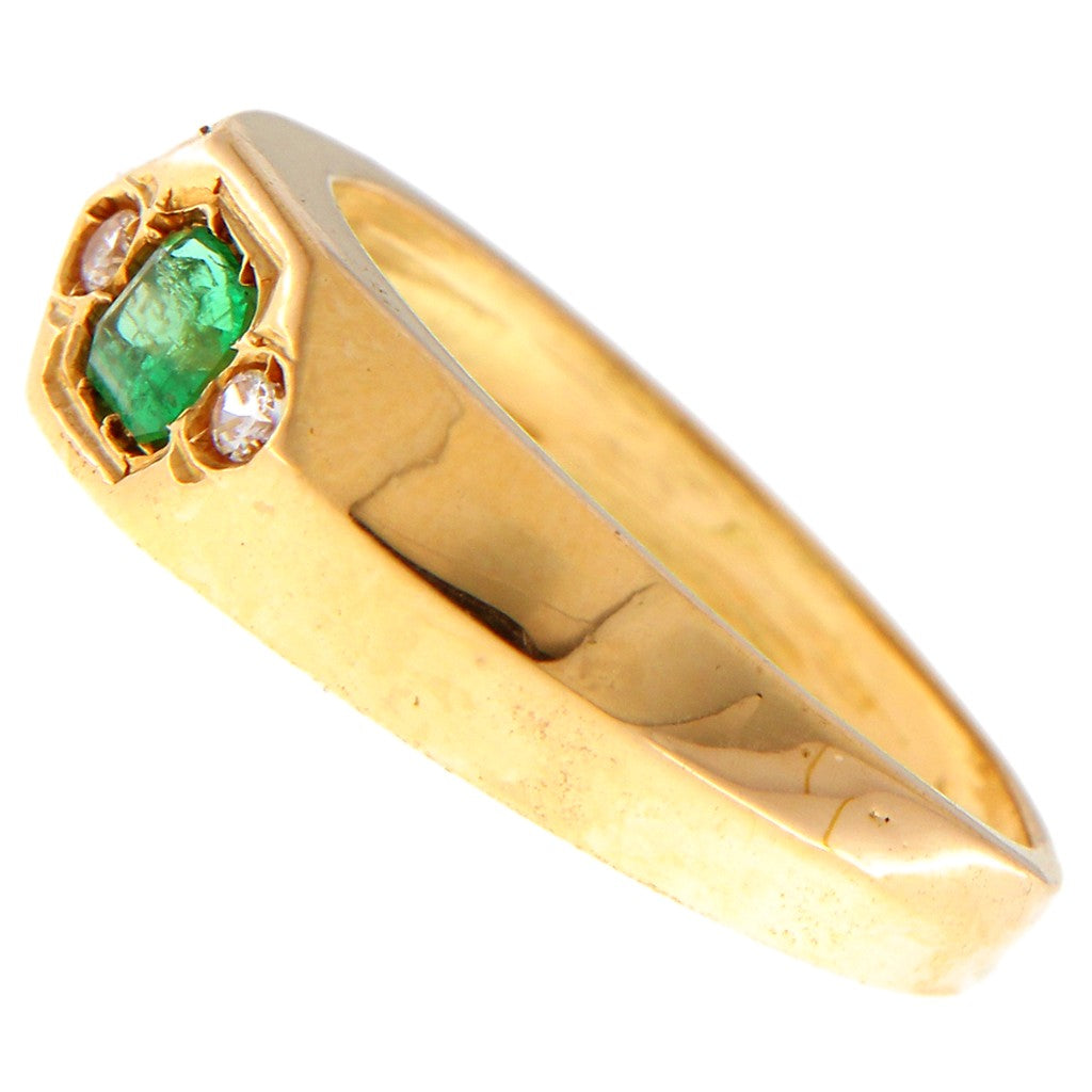 Anello Sigillo Pietra Verde e Bianche