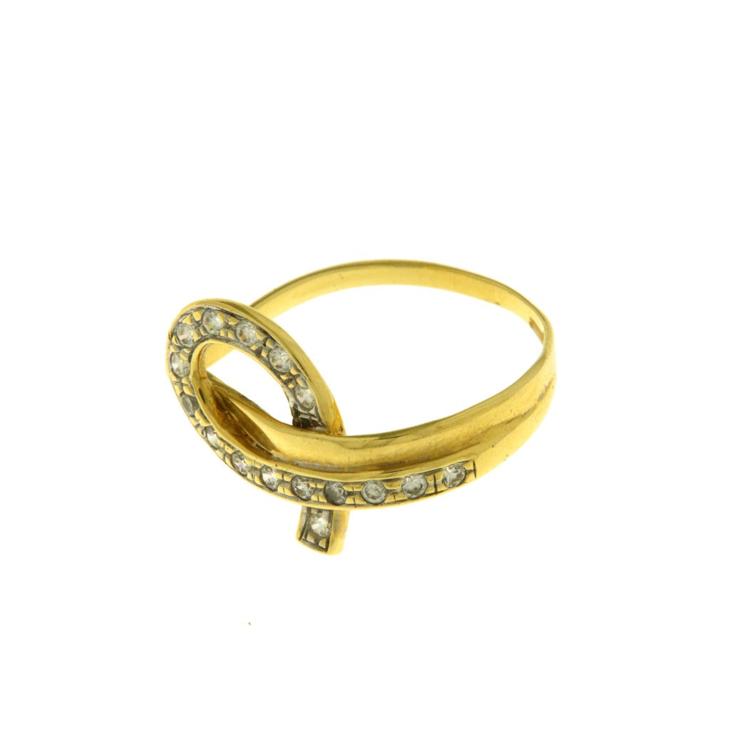 Anello Intreccio con Pietre Bianche