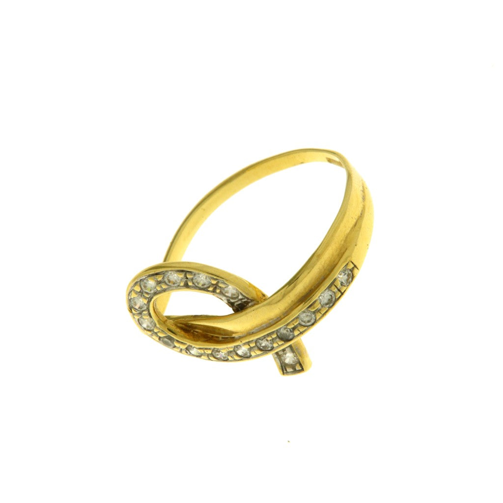 Anello Intreccio con Pietre Bianche