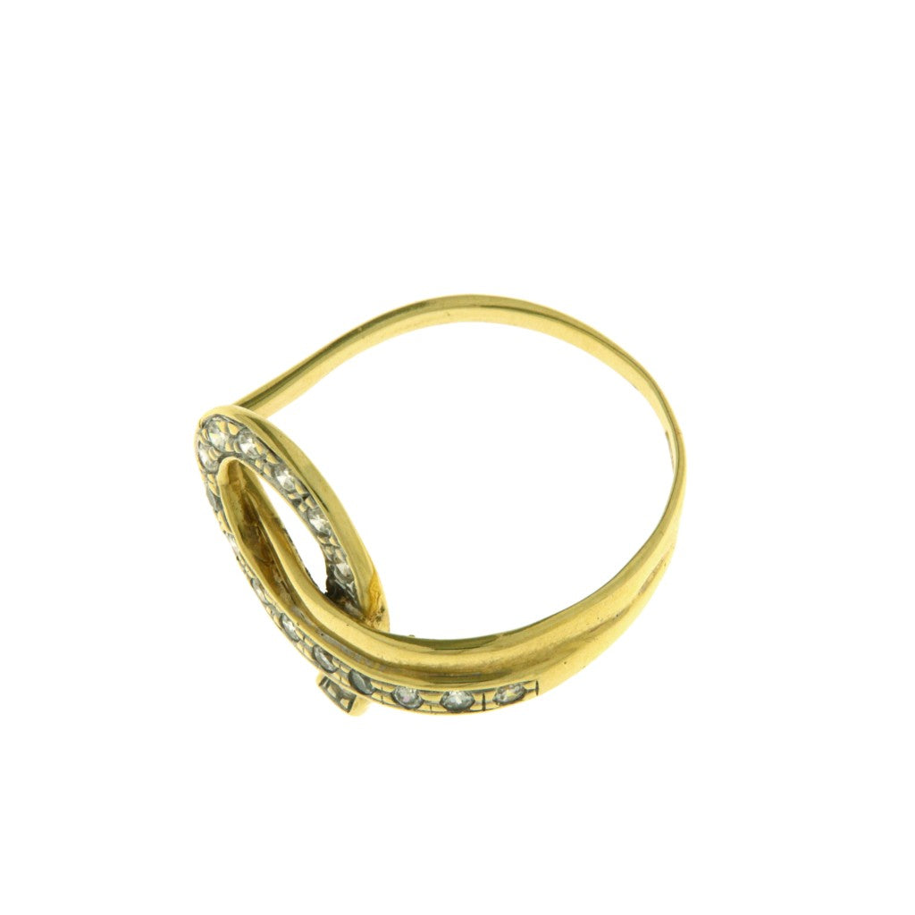 Anello Intreccio con Pietre Bianche