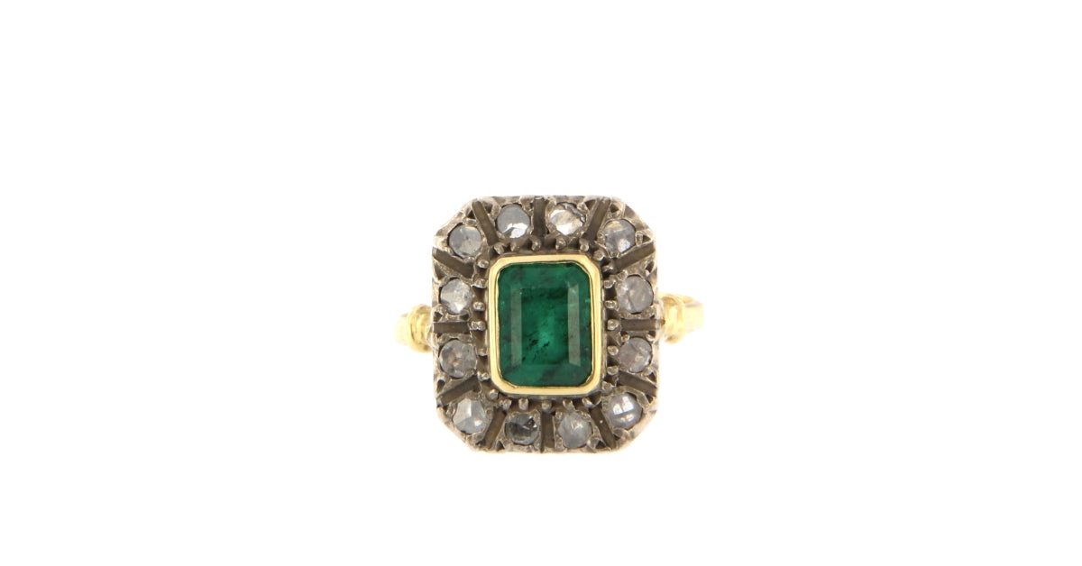 Anello Vintage con Smeraldo e Diamanti anni 40 (articolo non in saldo)