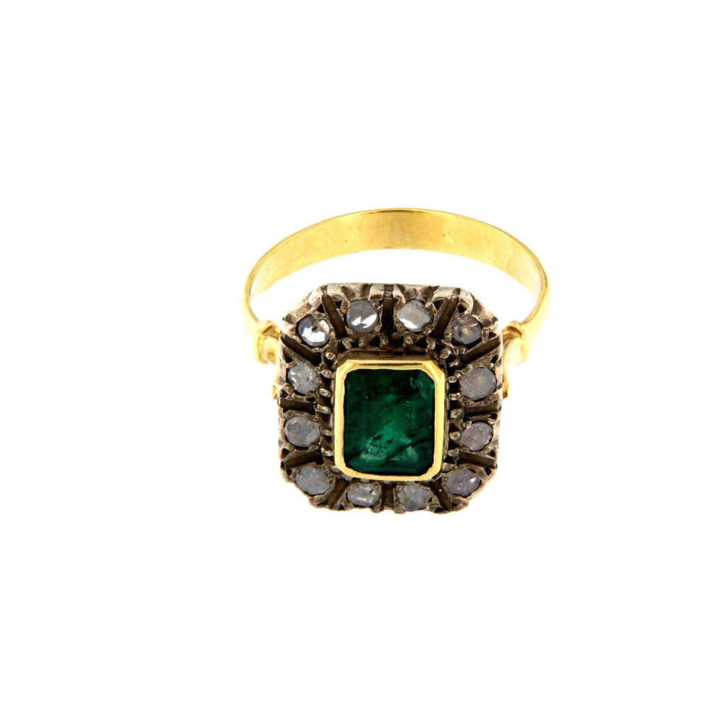 Anello Vintage con Smeraldo e Diamanti anni 40 (articolo non in saldo)