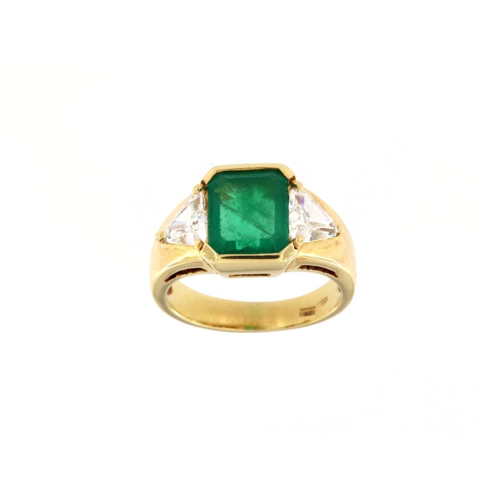 Anello Smeraldo da 2,1 CT e Diamanti da 1,4 CT (COL G/SI2) (Articolo non in Saldo)