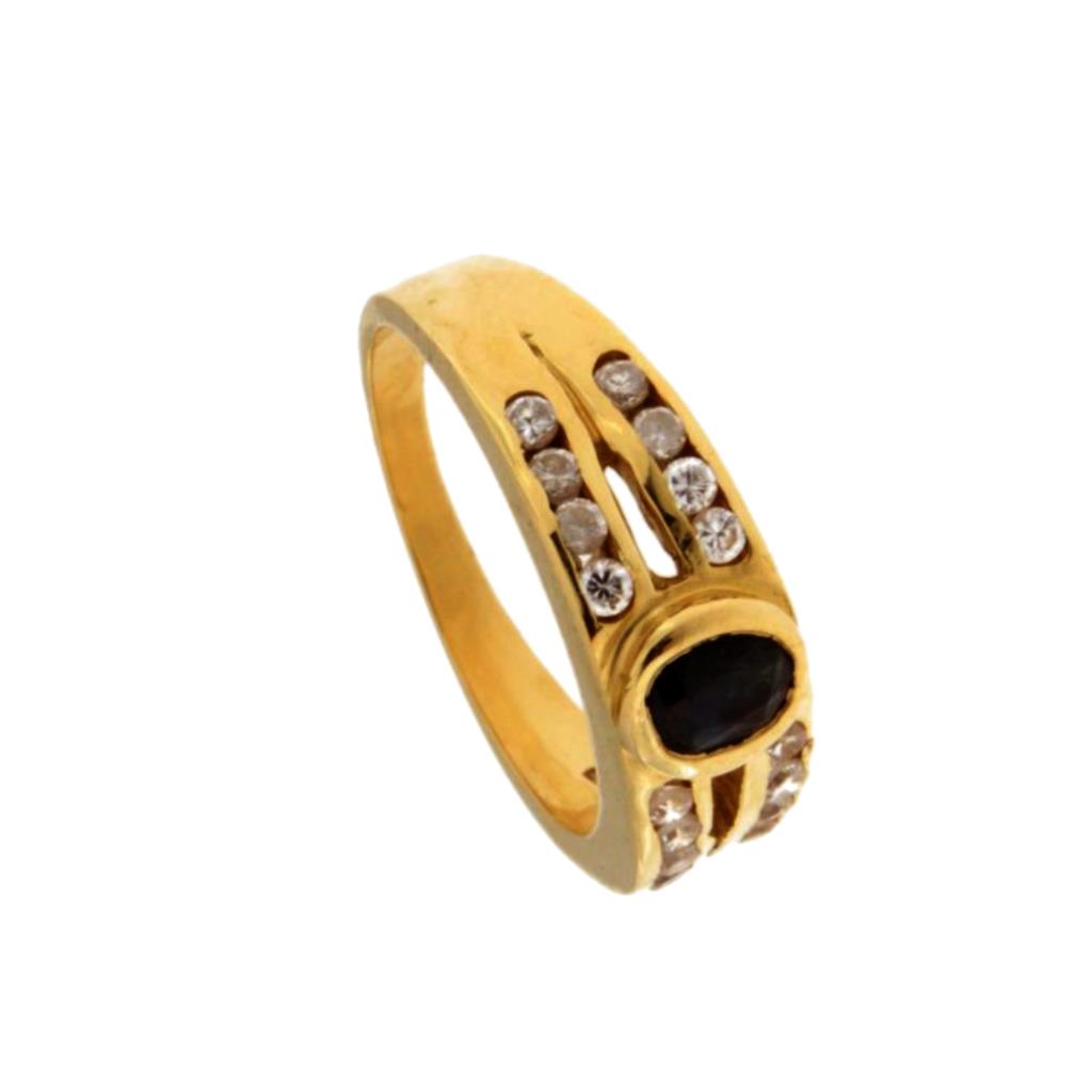 Anello Doppia Riviera con Pietra Blu
