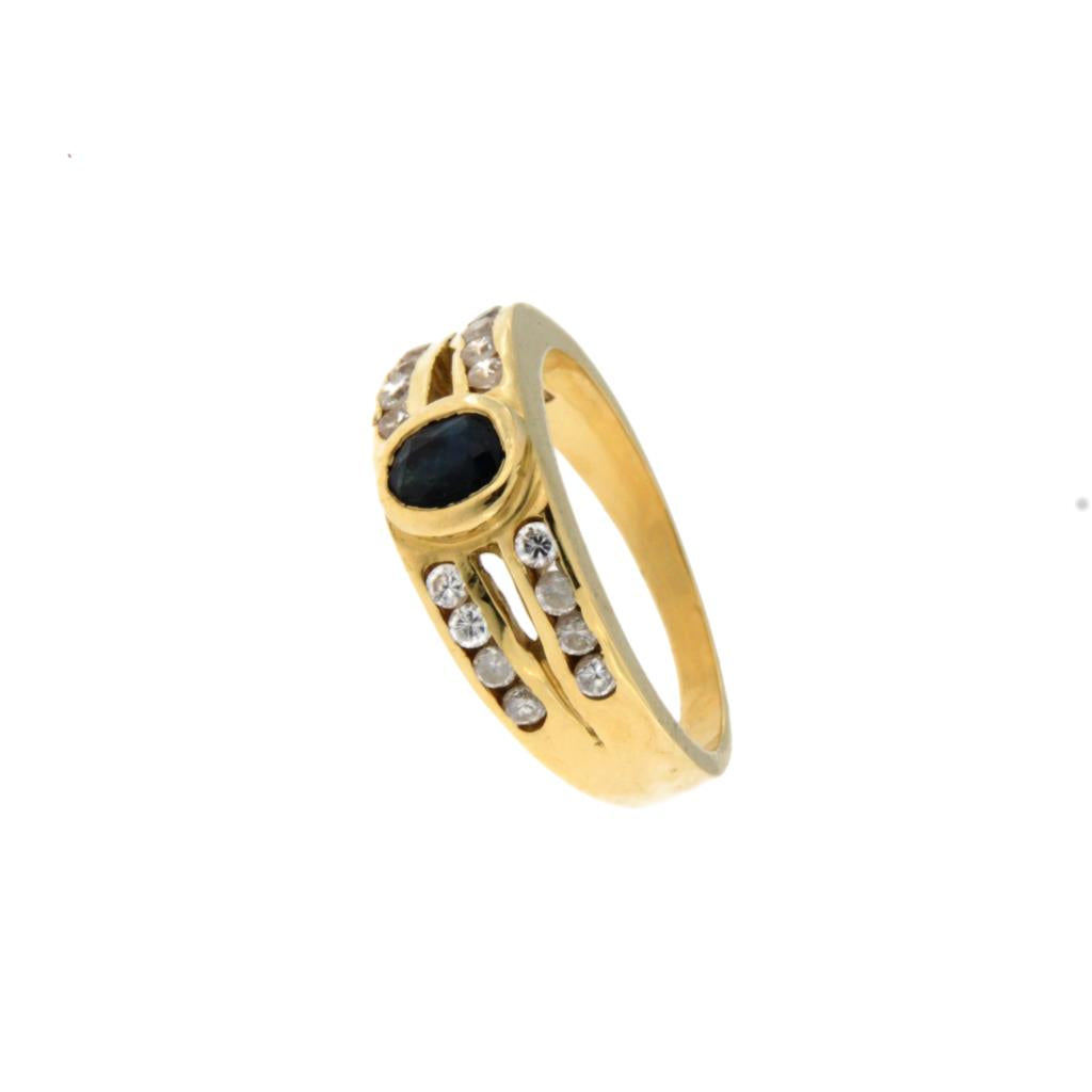 Anello Doppia Riviera con Pietra Blu