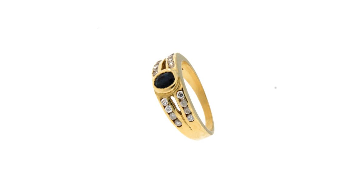 Anello Doppia Riviera con Pietra Blu