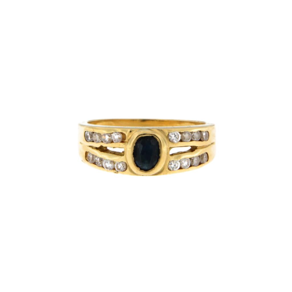 Anello Doppia Riviera con Pietra Blu