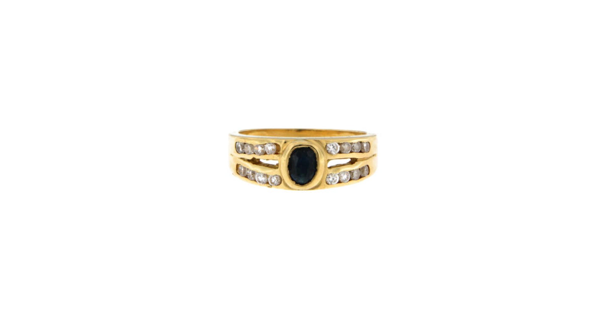Anello Doppia Riviera con Pietra Blu