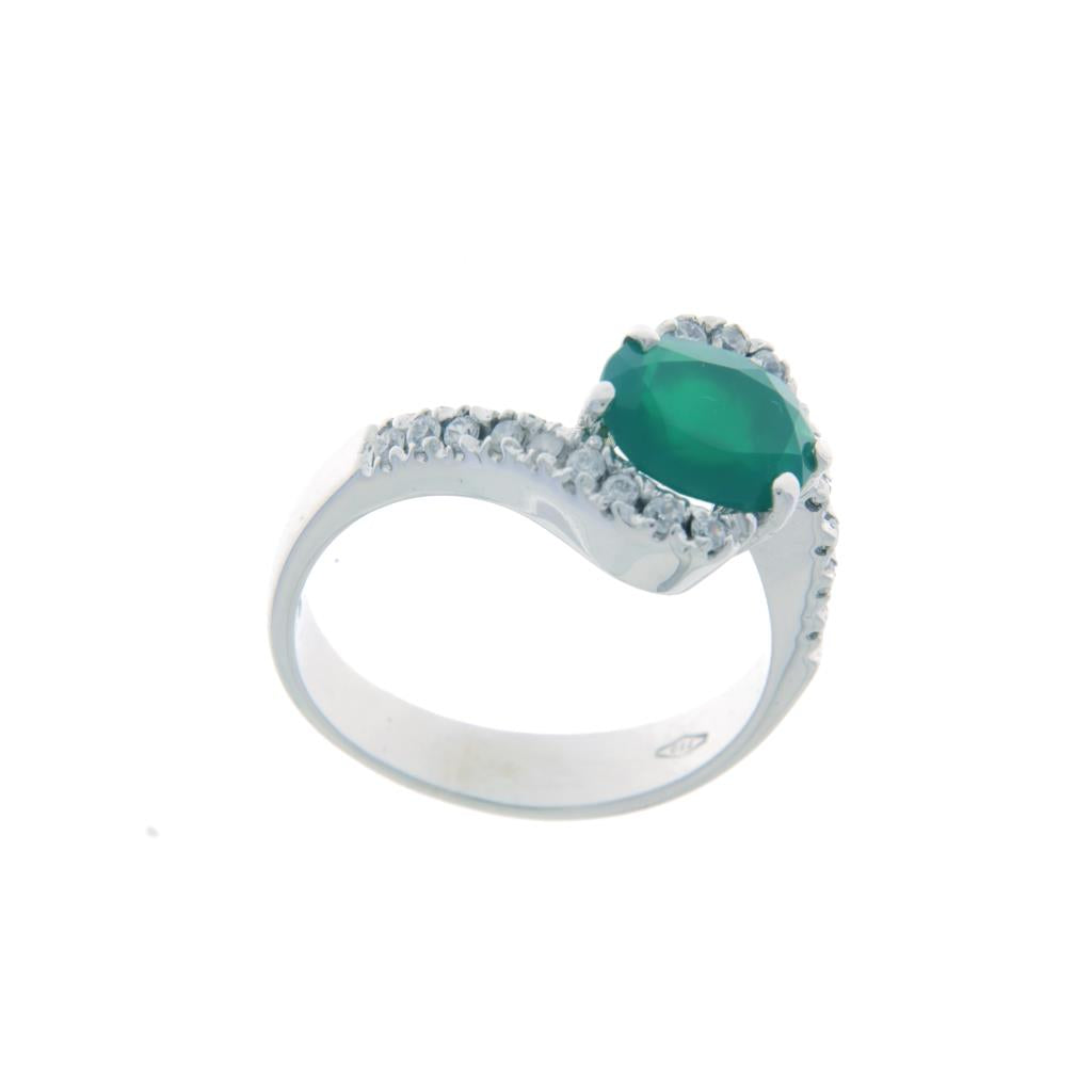 Anello con Giada e pavè di zirconi