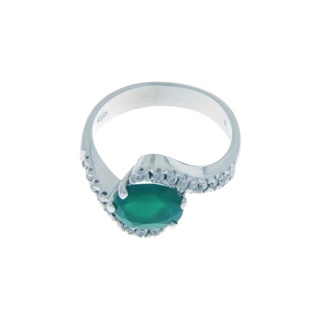 Anello con Giada e pavè di zirconi