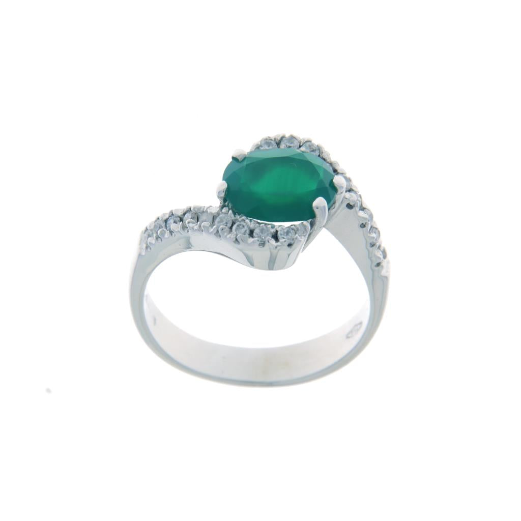 Anello con Giada e pavè di zirconi