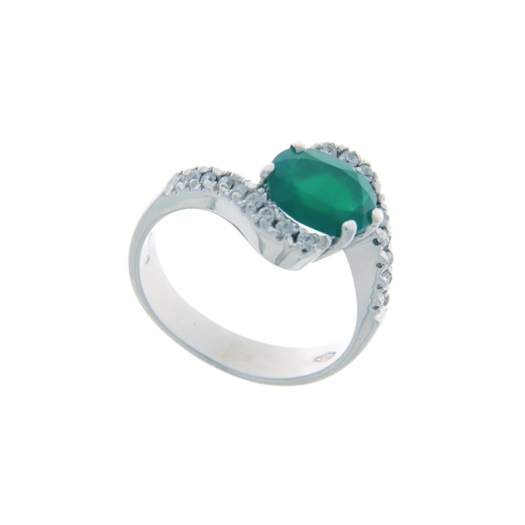 Anello con Giada e pavè di zirconi